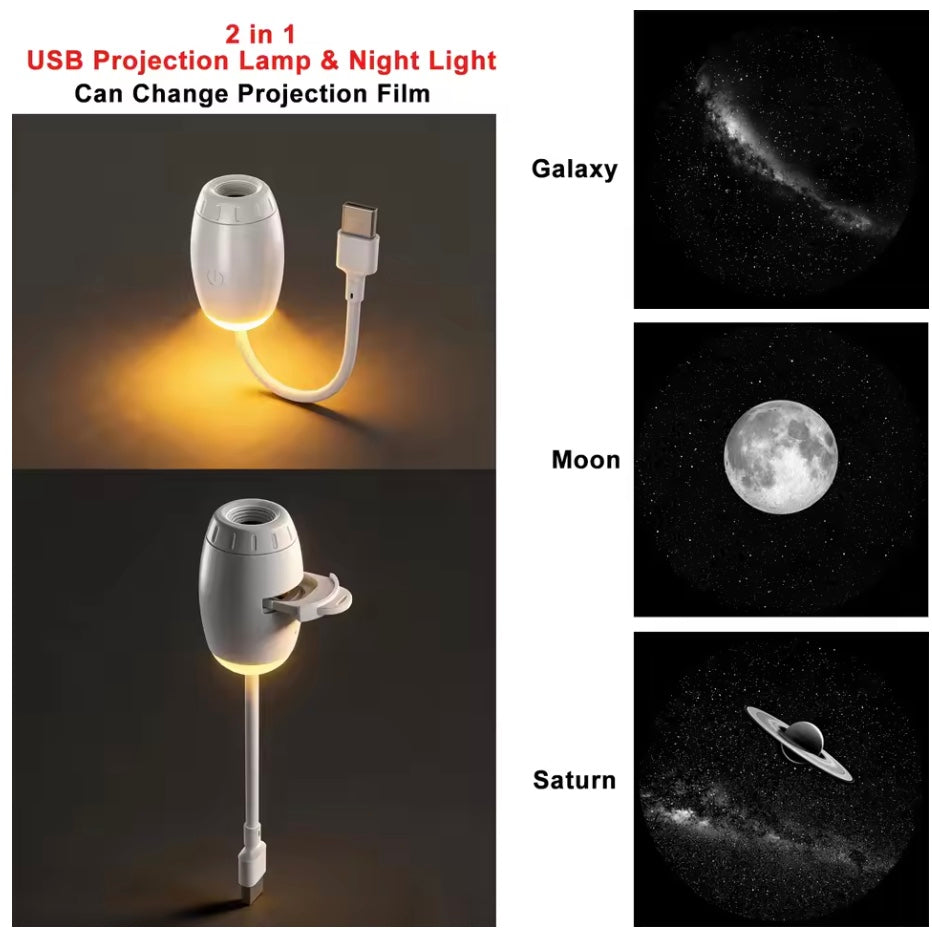 2-in-1 White USB Galaxy Night Light