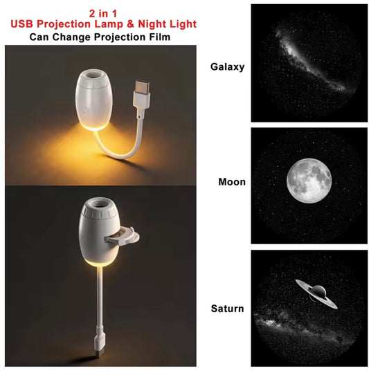 2-in-1 White USB Galaxy Night Light